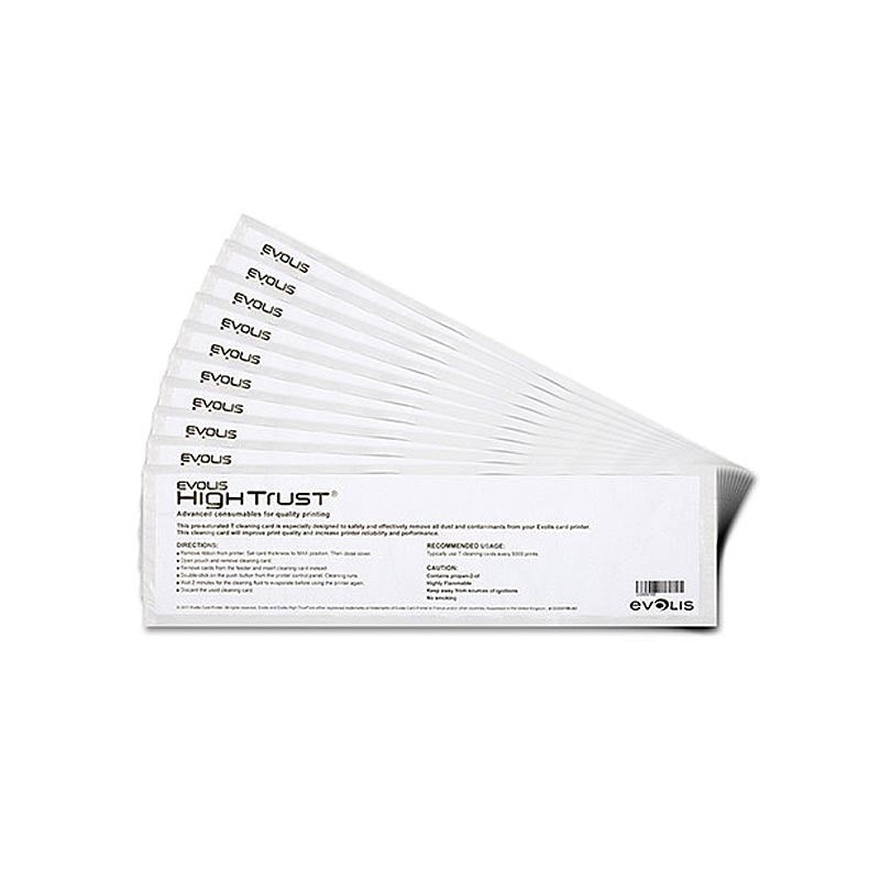 Evolis ACL004 T-Card Cleaning Kit | 10 Pre-Saturated Cleaning Cards for ID Card Printers