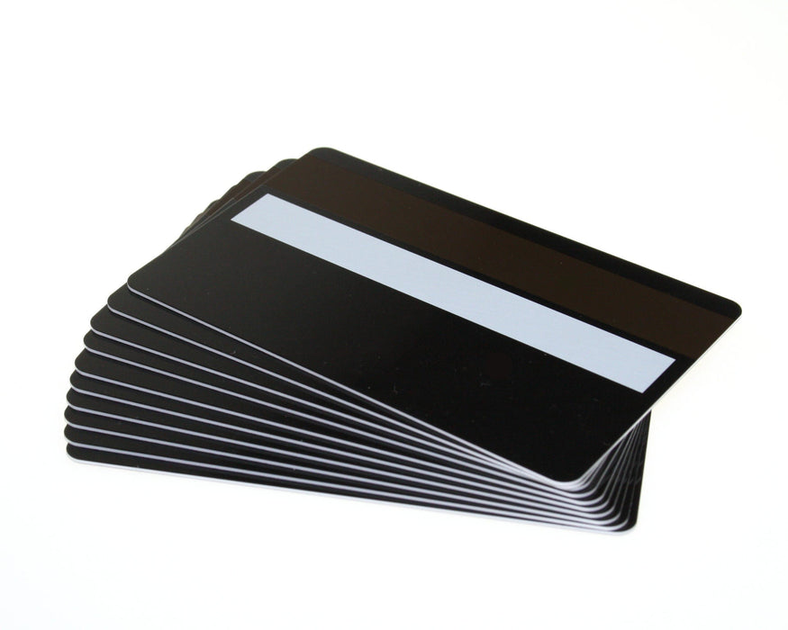 Black Gloss Premium Plastic Cards with Hi-Co Magnetic Stripe & Signature Strip (Pack of 100)