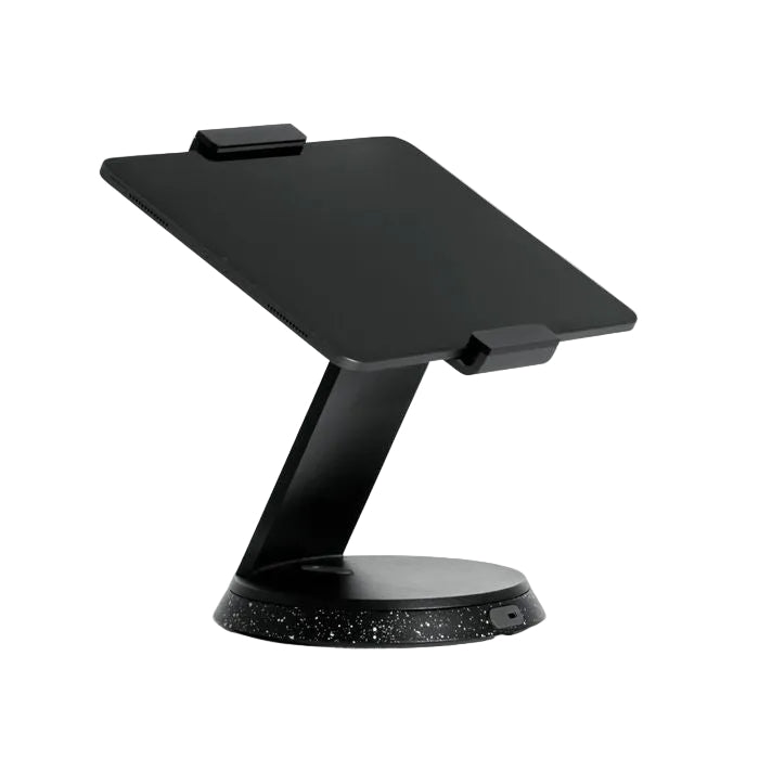 Black adjustable stand on a white background
