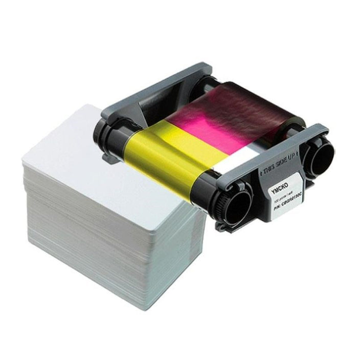 Evolis CBGP0001C All-in-One Consumables Kit | Colour Ribbon & 100 PVC Cards for Badgy 100 & 200
