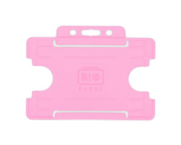 BioBadge Pink Open Faced Holders Landscape - Pack of 100