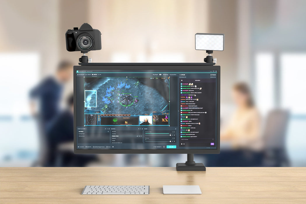 Heckler H624-BK Camera Shelf for Monitor Arms | VESA-Mounted Streaming Organiser