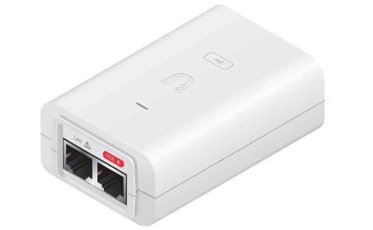 Ubiquiti 24V DC 12W Gigabit Passive PoE Injector - White (POE-24-12W-WH)