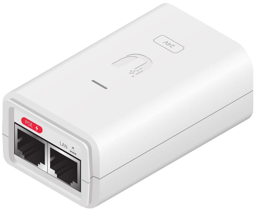 Ubiquiti 24V DC 7W Gigabit Passive PoE Injector - White (POE-24-7W-G-WH)
