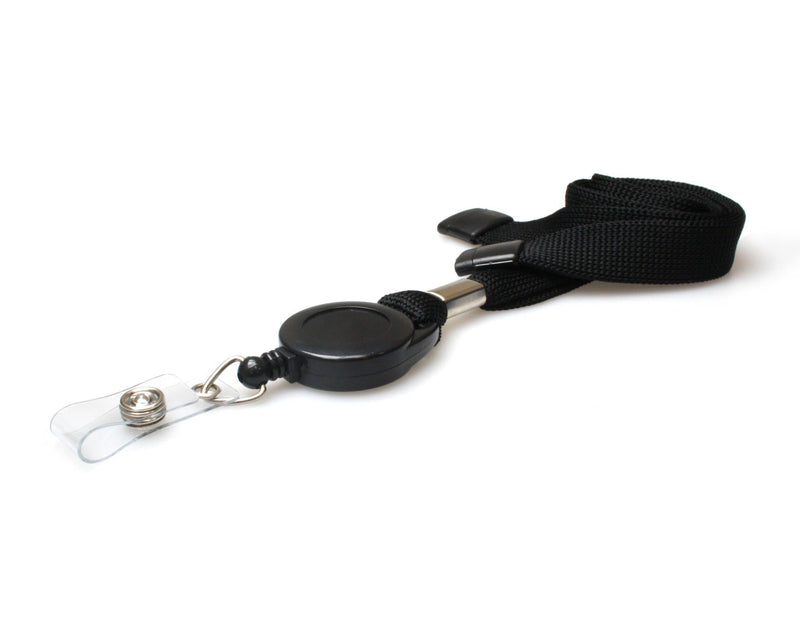 16mm Tubular Flexiweave Breakaway Lanyards with Mini Yoyo Card Reel & Clear Vinyl Strap – Multi-Colour Options (Pack of 50)