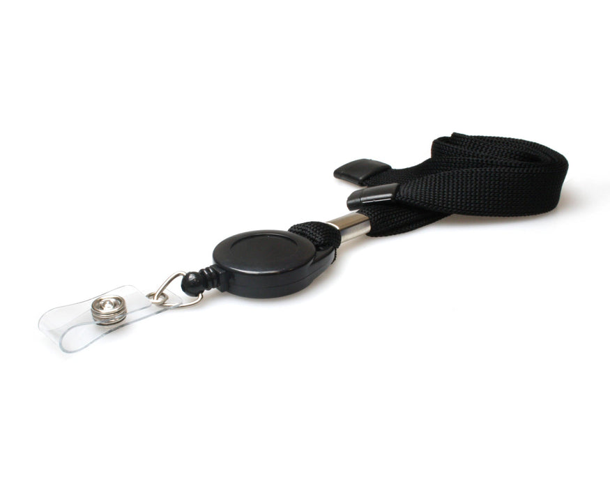 16mm Tubular Flexiweave Breakaway Lanyards with Mini Yoyo Card Reel & Clear Vinyl Strap – Multi-Colour Options (Pack of 50)