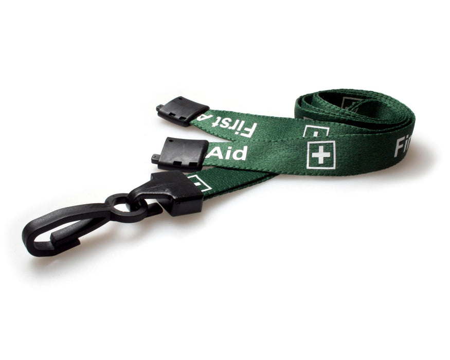 15mm Recycled Role-Printed Lanyards with Plastic J Clip – Visitor, Staff, Student, Governor, Event Staff, Volunteer, Temporary, First Aid, Contractor, VIP, Security, Rainbow & NHS (Pack of 100)