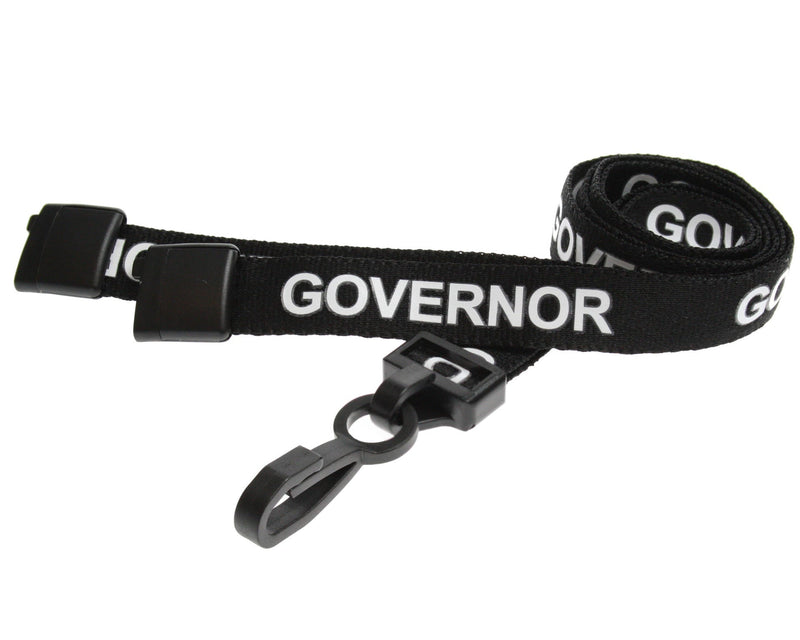 15mm Recycled Role-Printed Lanyards with Plastic J Clip – Visitor, Staff, Student, Governor, Event Staff, Volunteer, Temporary, First Aid, Contractor, VIP, Security, Rainbow & NHS (Pack of 100)