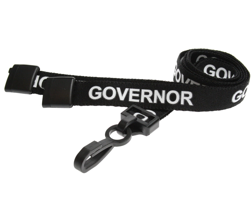 15mm Recycled Role-Printed Lanyards with Plastic J Clip – Visitor, Staff, Student, Governor, Event Staff, Volunteer, Temporary, First Aid, Contractor, VIP, Security, Rainbow & NHS (Pack of 100)