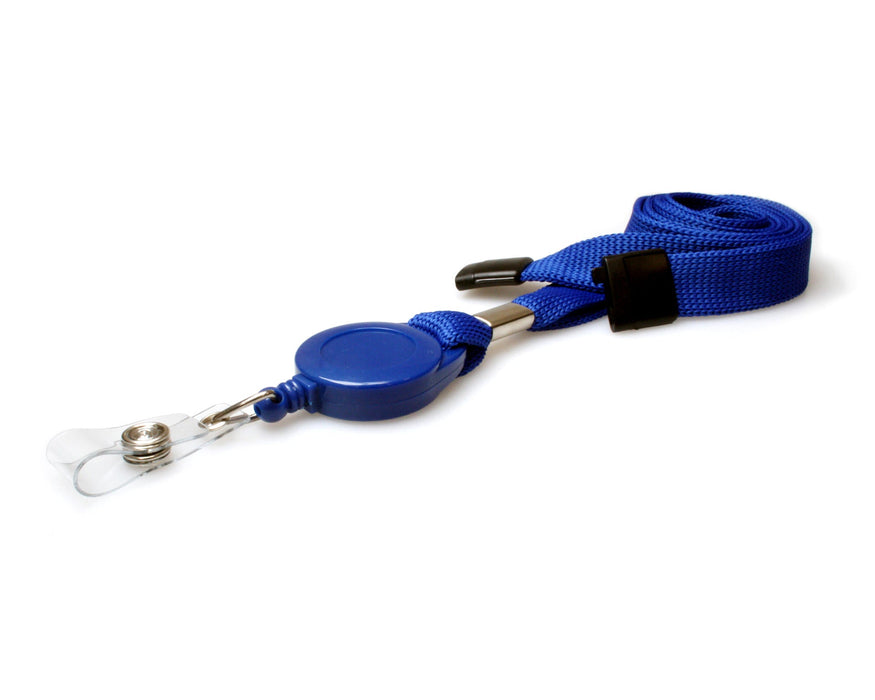 16mm Tubular Flexiweave Breakaway Lanyards with Mini Yoyo Card Reel & Clear Vinyl Strap – Multi-Colour Options (Pack of 50)