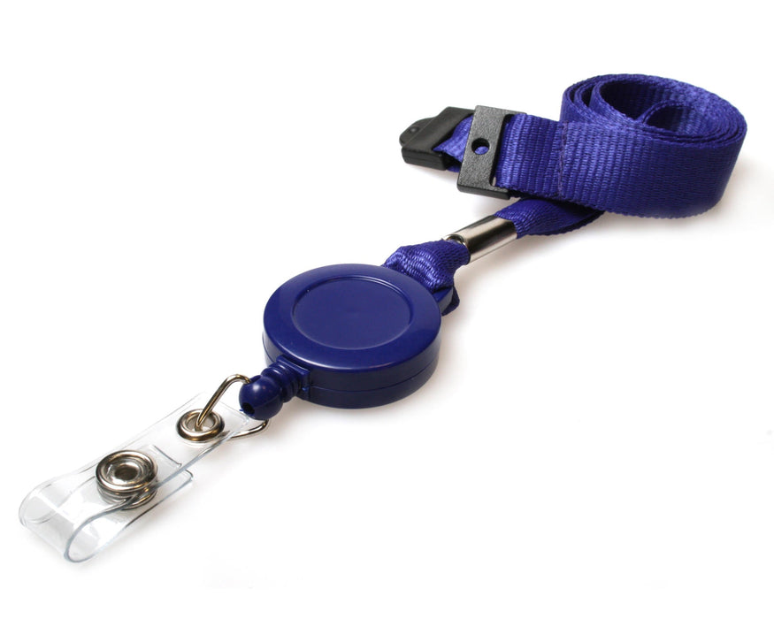 15mm Recycled Plain Red, Navy Blue & NHS Lanyards with Card Reels – Eco-Friendly ID Badge Lanyards (Pack of 50)