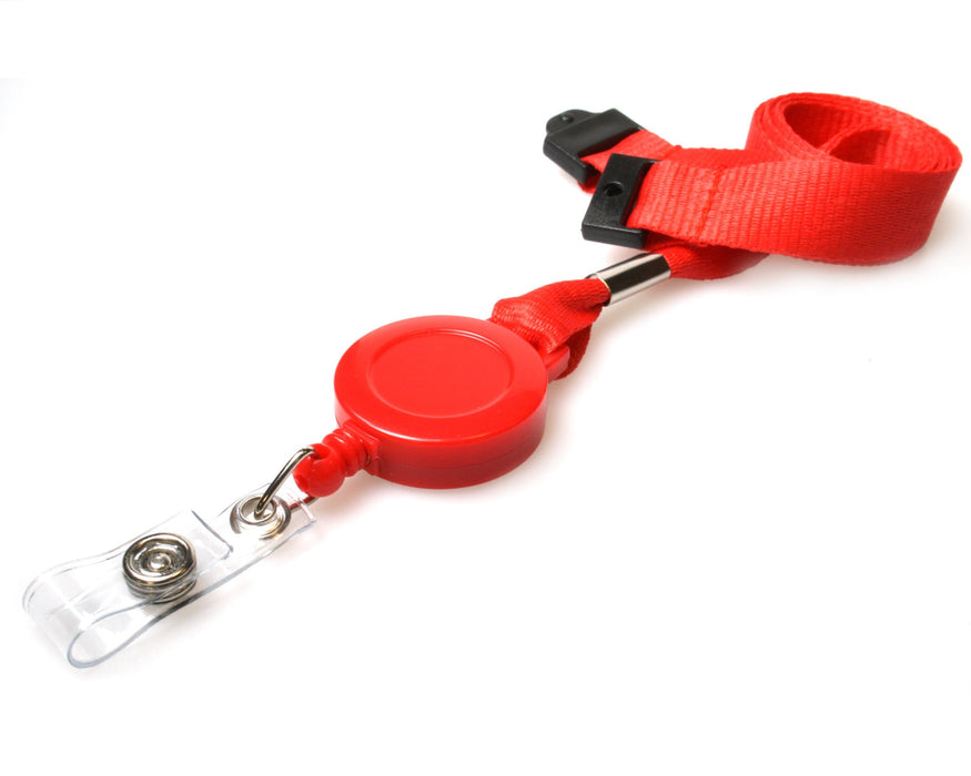 15mm Recycled Plain Red, Navy Blue & NHS Lanyards with Card Reels – Eco-Friendly ID Badge Lanyards (Pack of 50)