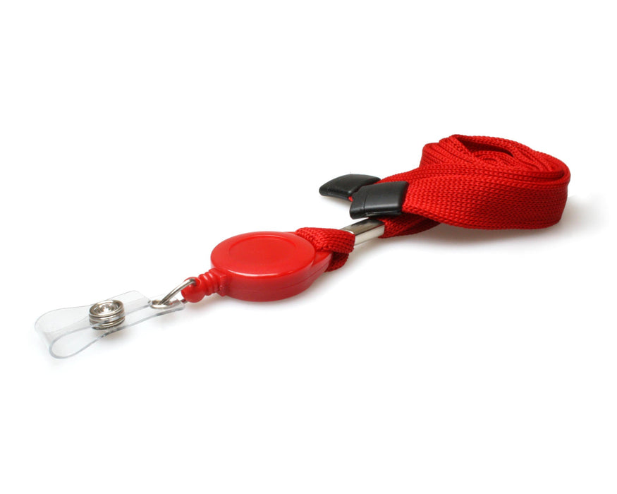 16mm Tubular Flexiweave Breakaway Lanyards with Mini Yoyo Card Reel & Clear Vinyl Strap – Multi-Colour Options (Pack of 50)