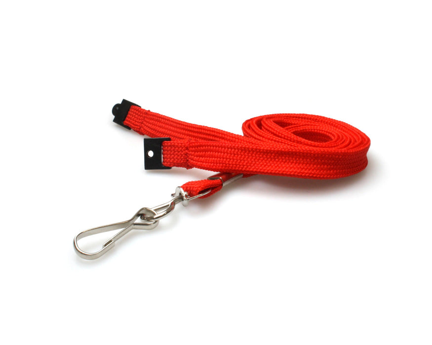 10mm White/Red Tubular Breakaway Lanyards with Metal J-Clip – Comfortable ID Badge Lanyards (Pack of 100)