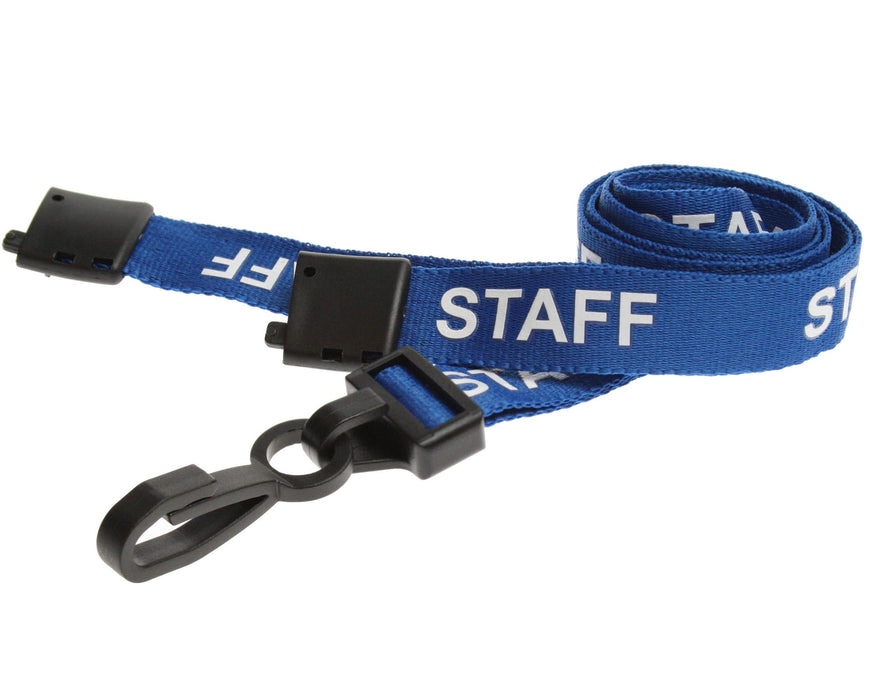 15mm Recycled Role-Printed Lanyards with Plastic J Clip – Visitor, Staff, Student, Governor, Event Staff, Volunteer, Temporary, First Aid, Contractor, VIP, Security, Rainbow & NHS (Pack of 100)