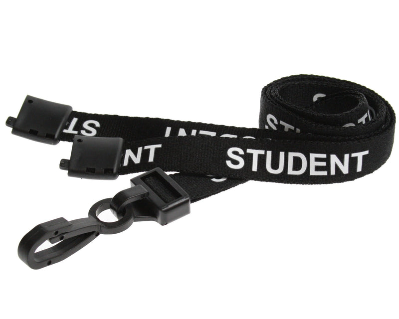 15mm Recycled Role-Printed Lanyards with Plastic J Clip – Visitor, Staff, Student, Governor, Event Staff, Volunteer, Temporary, First Aid, Contractor, VIP, Security, Rainbow & NHS (Pack of 100)