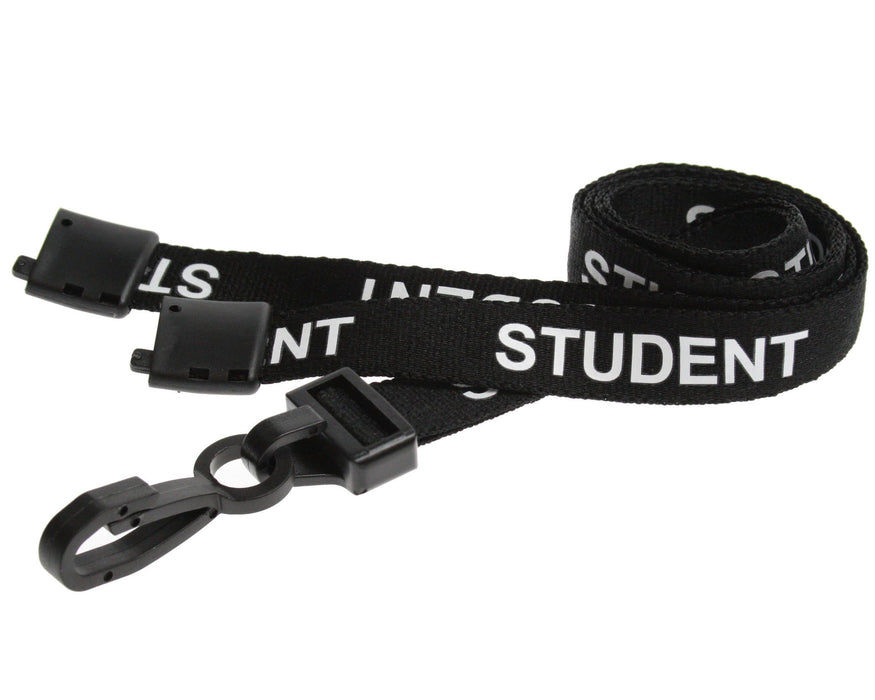 15mm Recycled Role-Printed Lanyards with Plastic J Clip – Visitor, Staff, Student, Governor, Event Staff, Volunteer, Temporary, First Aid, Contractor, VIP, Security, Rainbow & NHS (Pack of 100)