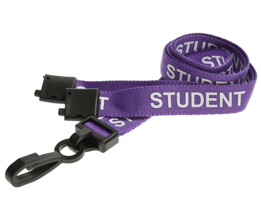 15mm Recycled Role-Printed Lanyards with Plastic J Clip – Visitor, Staff, Student, Governor, Event Staff, Volunteer, Temporary, First Aid, Contractor, VIP, Security, Rainbow & NHS (Pack of 100)
