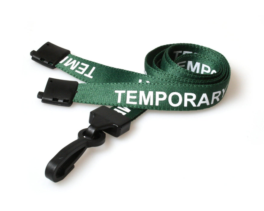 15mm Recycled Role-Printed Lanyards with Plastic J Clip – Visitor, Staff, Student, Governor, Event Staff, Volunteer, Temporary, First Aid, Contractor, VIP, Security, Rainbow & NHS (Pack of 100)