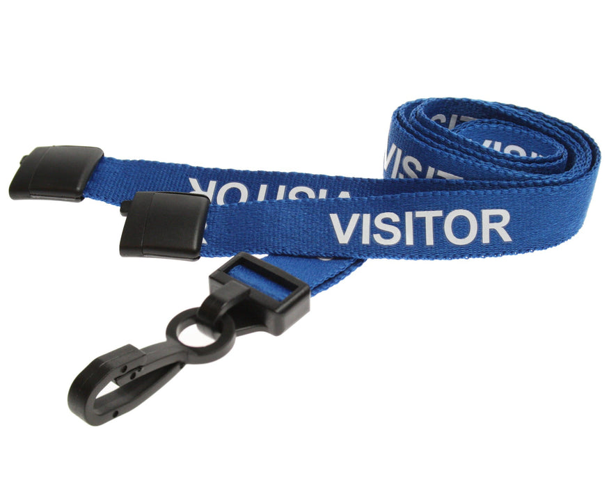 15mm Recycled Role-Printed Lanyards with Plastic J Clip – Visitor, Staff, Student, Governor, Event Staff, Volunteer, Temporary, First Aid, Contractor, VIP, Security, Rainbow & NHS (Pack of 100)