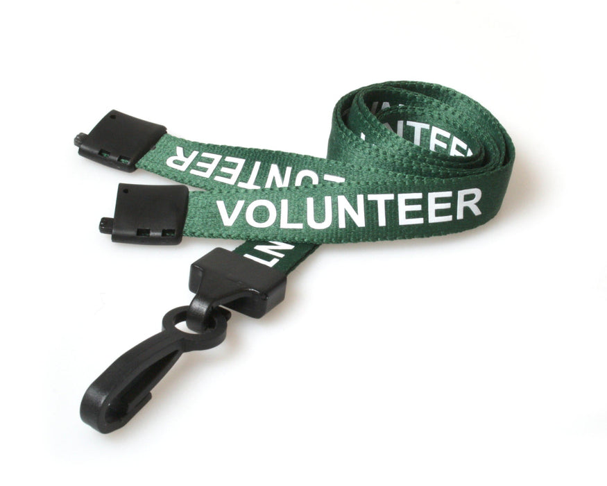 15mm Recycled Role-Printed Lanyards with Plastic J Clip – Visitor, Staff, Student, Governor, Event Staff, Volunteer, Temporary, First Aid, Contractor, VIP, Security, Rainbow & NHS (Pack of 100)