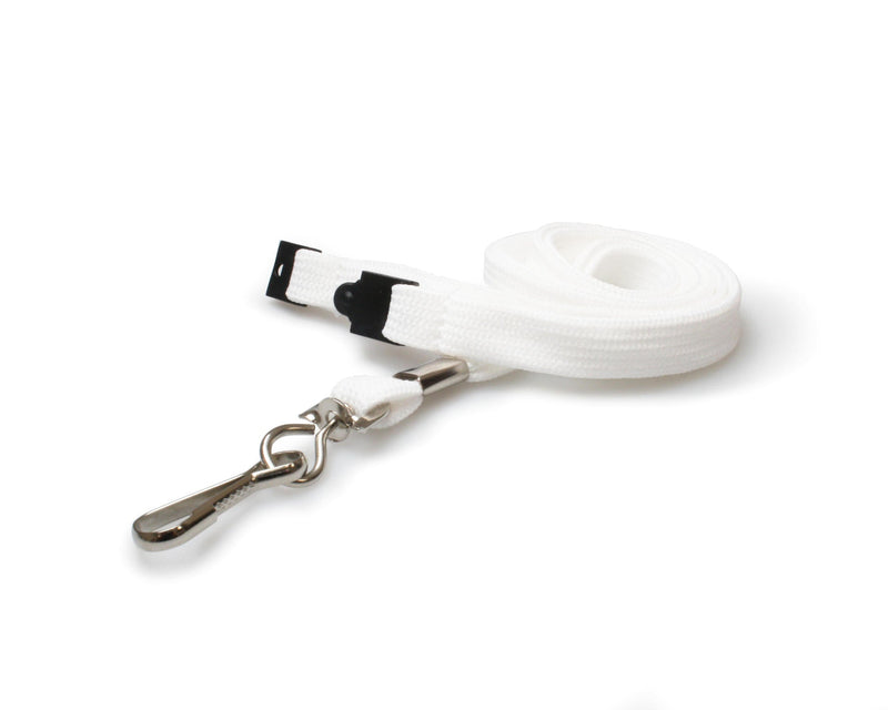 10mm White/Red Tubular Breakaway Lanyards with Metal J-Clip – Comfortable ID Badge Lanyards (Pack of 100)