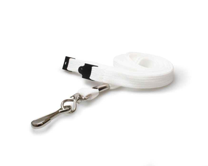 10mm White/Red Tubular Breakaway Lanyards with Metal J-Clip – Comfortable ID Badge Lanyards (Pack of 100)
