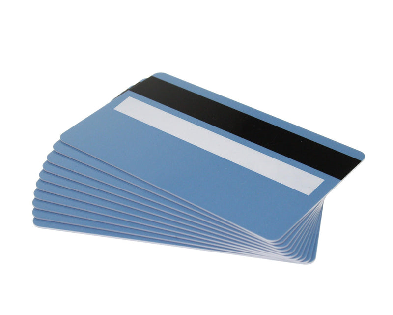 Light Blue Plastic Cards with Hi-Co Magnetic Stripe & Signature Strip (Pack of 500)