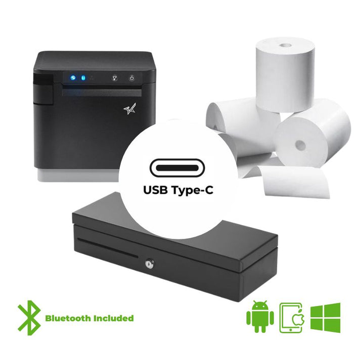 Universal Connect POS Starter Kit: Star mC-Print3 (MCP31CBI) | USB-C, Bluetooth, CloudPRNT™ & SteadyLAN™