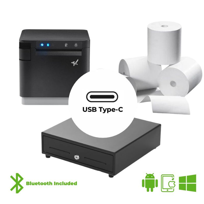 Universal Connect POS Starter Kit: Star mC-Print3 (MCP31CBI) | USB-C, Bluetooth, CloudPRNT™ & SteadyLAN™