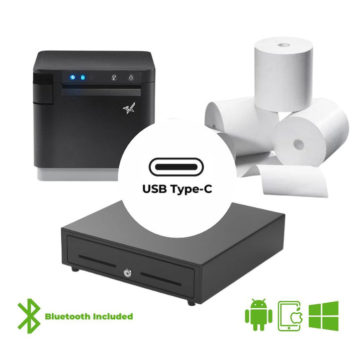 Universal Connect POS Starter Kit: Star mC-Print3 (MCP31CBI) | USB-C, Bluetooth, CloudPRNT™ & SteadyLAN™