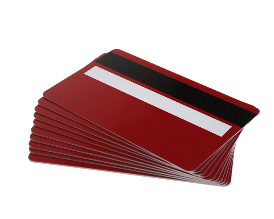 Red Plastic Cards with Hi-Co Magnetic Stripe & Signature Strip (Pack of 100)