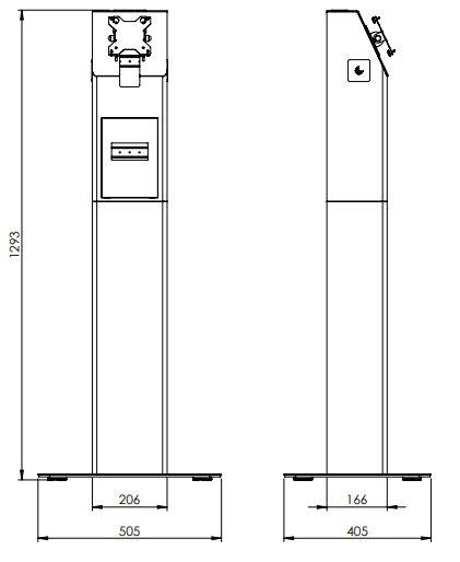 SpacePole Floor Standing Self-Service Kiosk Black