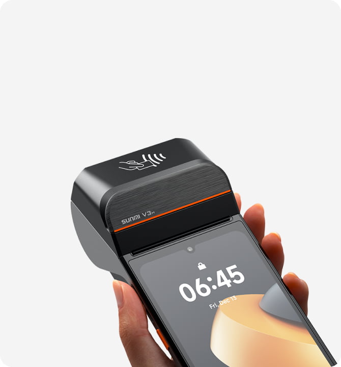 Sunmi V3 Mobile EPOS Terminal with Built-In Receipt Printer & NFC (UK Model) | Part Codes: P06100034 &  P06100058