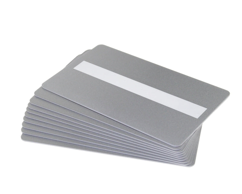 Metallic Silver Plastic Cards with Signature Strip (Pack of 100)