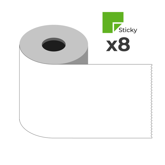 Star Micronics 37990230 80mm Low-Tack Repositionable Linerless Sticky Media (8 Rolls per Case)