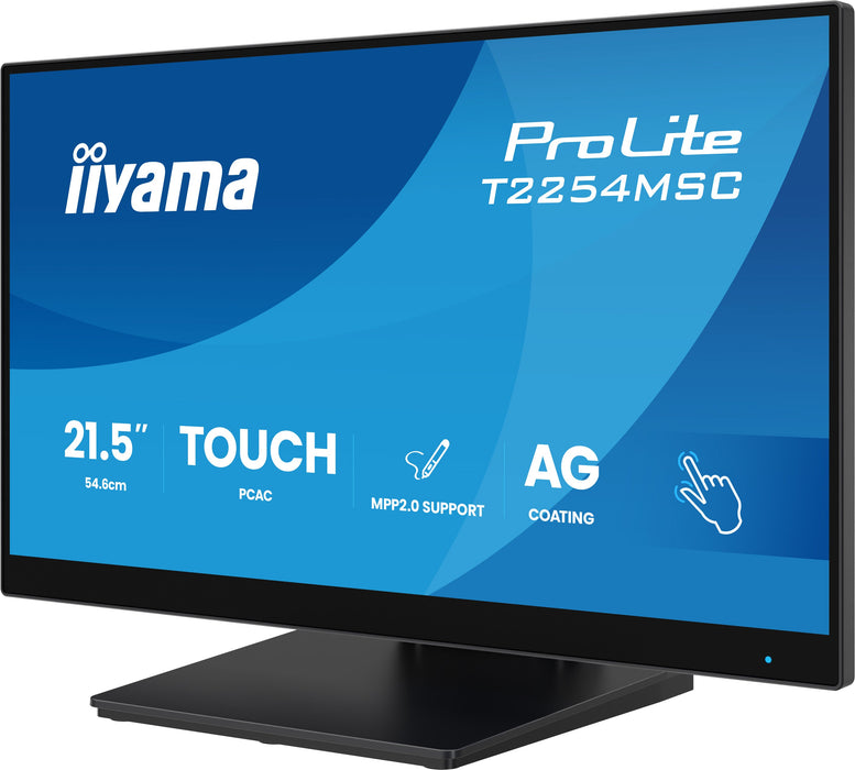 iiyama ProLite T2254MSC-B2AG 21.5" Full HD Touchscreen Monitor – PCAP 10-Point Touch, Anti-Glare Coating, IPS Panel