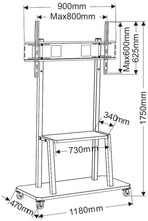 Vivolink Mobile stand upto VESA 800x600 - Pos-Hardware Ltd